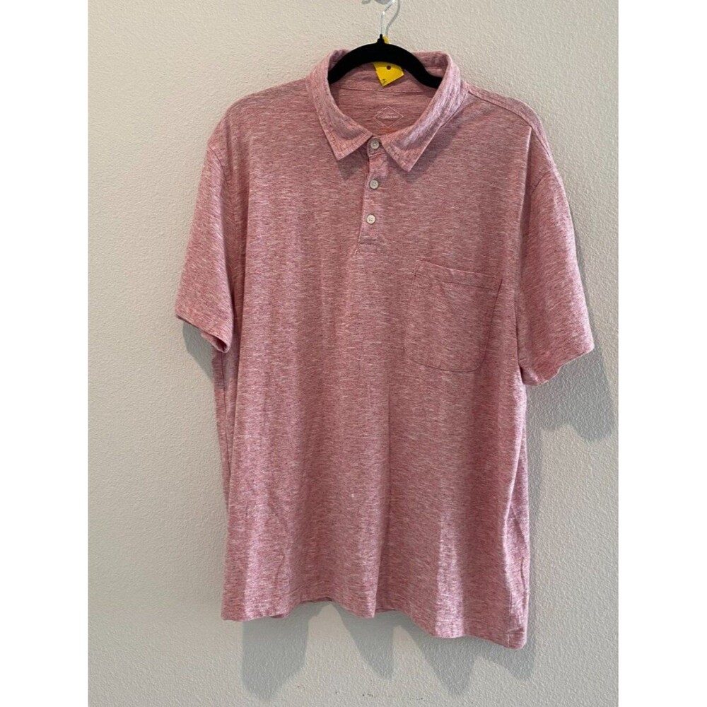 St Johns Bay Men Heather Rose Pink Slub Polo Shirt XL Cotton Blend